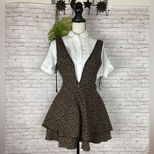 Bebe Black Pink Floral Tiered Mini Zipper Dress